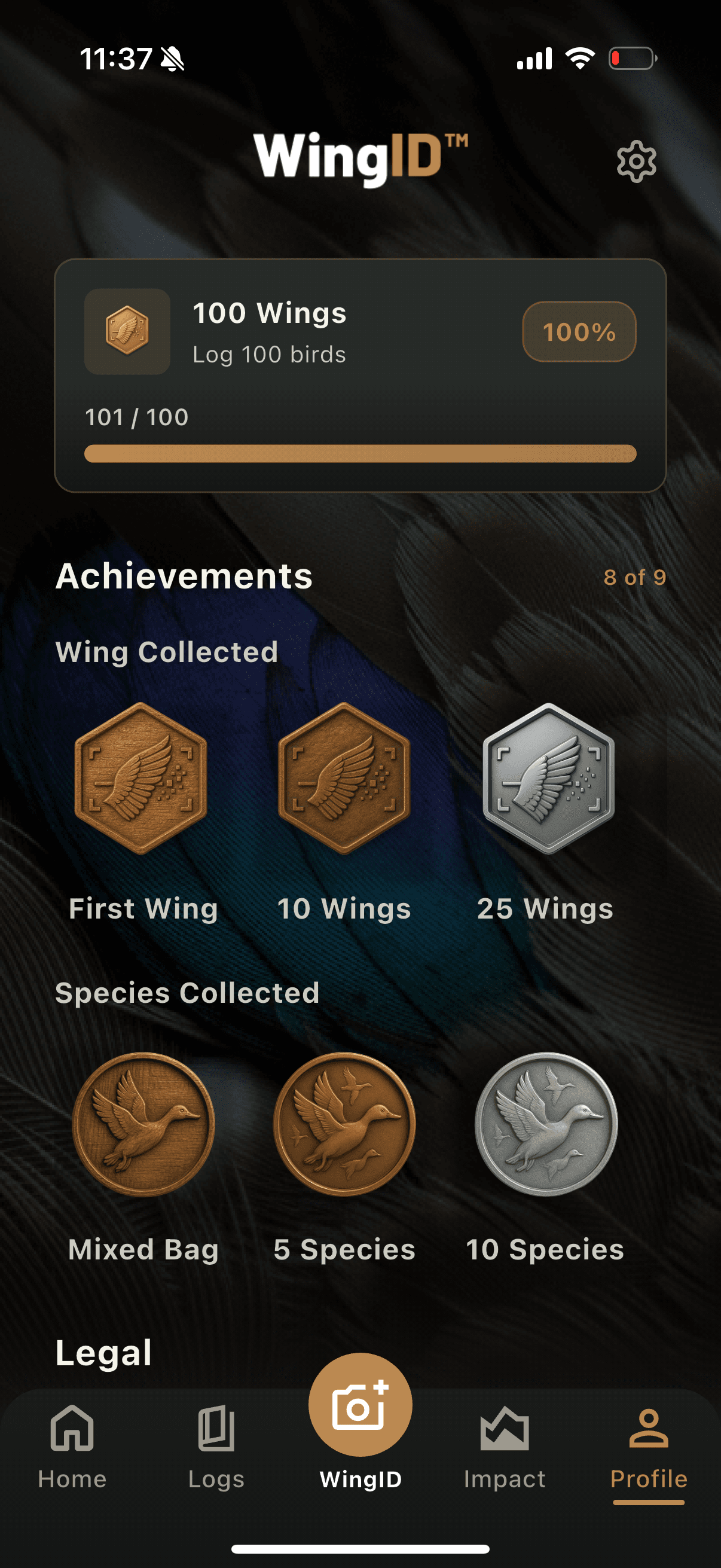 WingID achievements and badges